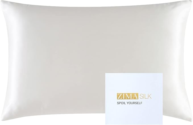 ZIMASILK 25 Momme 100% Pure Mulberry Silk Pillowcase for Hair and Skin Care, Highest Grade 6A Pillow Cases for Women, Long-Lasting Durablity, Gift for Women Men, 1Pc (Queen 20"x30", Ivory)