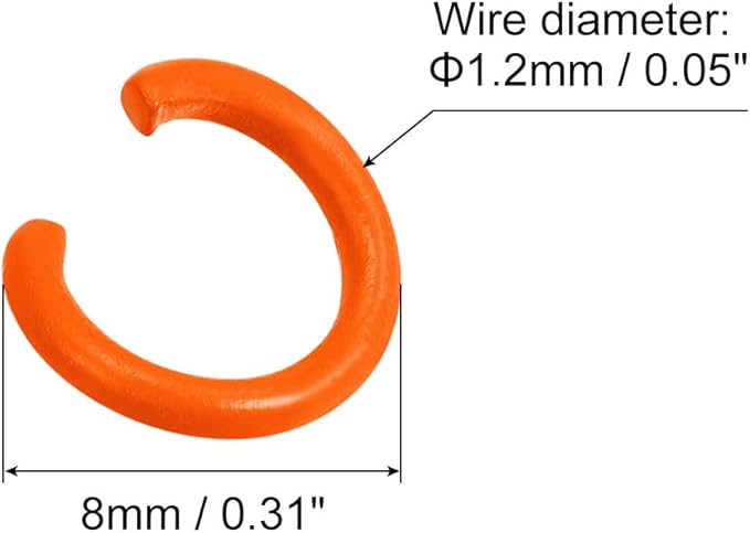 uxcell Open Jump Rings, 8mm Colorful O-Ring Connectors for DIY Crafts Jewelry Making, Carbon Steel, Orange, 200Pcs