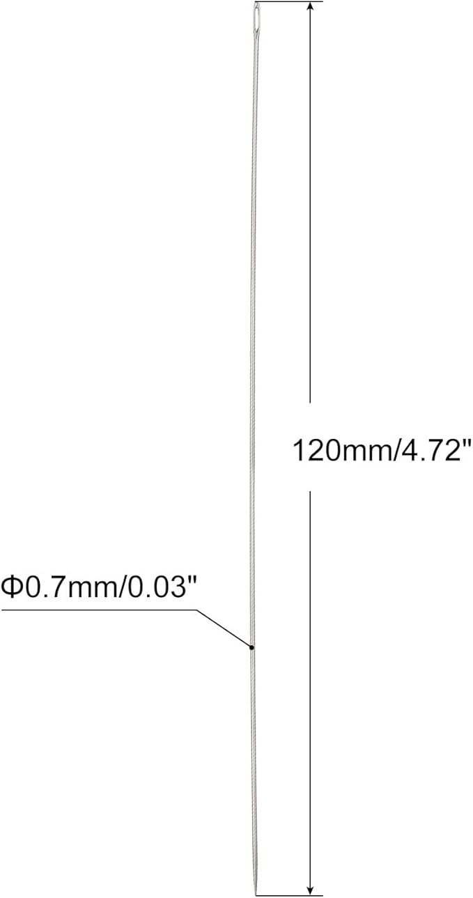 uxcell 25Pcs Beading Needles Fine Thin Long Straight Sewing Embroidery Threads Stainless Steel 4.72 Inch 0.7mm Wire Diameter