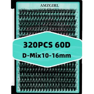 Lash Clusters 320Pcs 60D Eyelashes Cluster D Curl Individual Wispy Lashes Cluster for DIY Cluster Eyelash Extensions at Home for Beginners (Mix10-16mm)