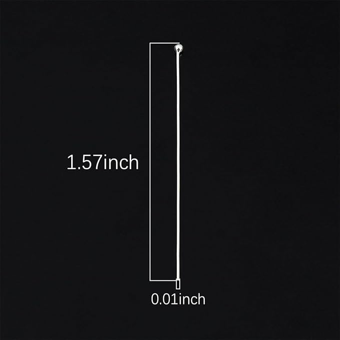 925 Sterling Silver Ball Head Pins 0.5x40mm 20pcs for Jewelry Making Findings