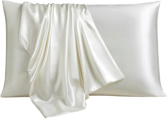 STONECREST Silk Pillowcase, 100% Organic Mulberry Silk, Real 22 Momme 6A Grade, Oeko-Tex Certified, Luxury Pillow Cover for Hair & Skin, with Hidden Zipper(1 Pc Standard 20x26, Cream White)