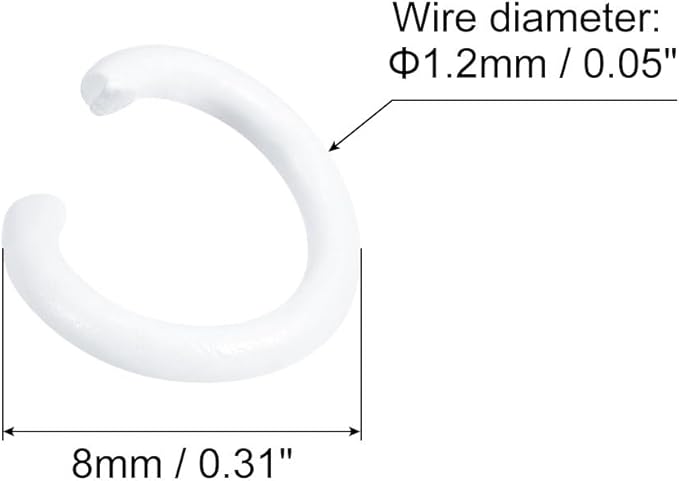 uxcell Open Jump Rings, 8mm Colorful O-Ring Connectors for DIY Crafts Jewelry Making, Carbon Steel, White, 200Pcs