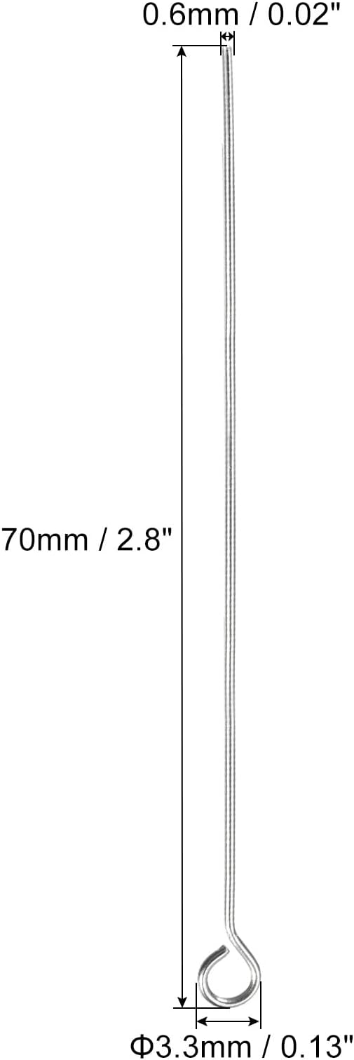 PATIKIL 200Pcs 304 Stainless Steel Jewelry Eye Pins 70mm 22 Gauge Silver Open Eye Pins for Jewelry Making DIY Craft Necklaces Bracelets Earrings
