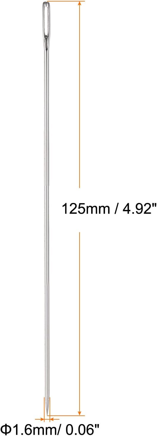 HARFINGTON 30pcs Beading Needles 1.6mm Dia Long Straight Sewing Needles Stainless Steel Embroidery Sewing Needles 5Inch