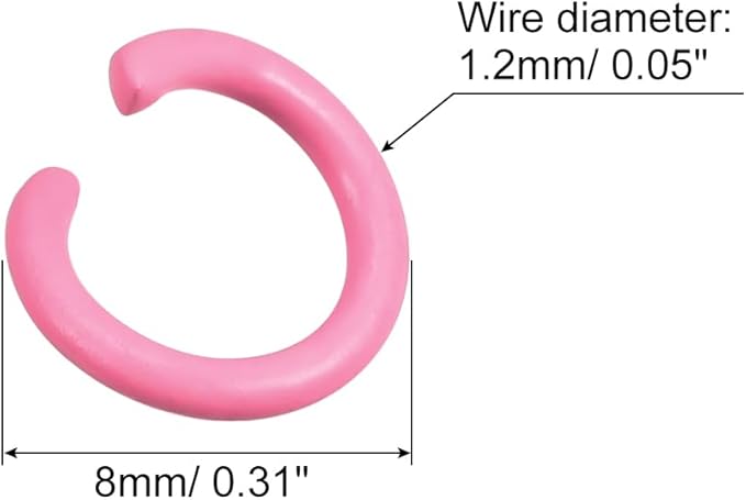 uxcell Open Jump Rings, 8mm Colorful O-Ring Connectors for DIY Crafts Jewelry Making, Carbon Steel, Pink, 100Pcs