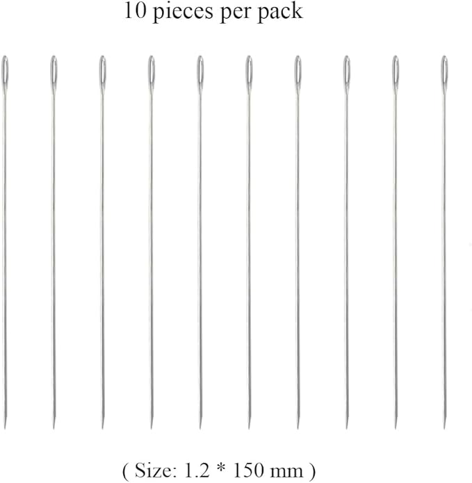 10Pcs Lei Needle for Leis Making, 5.9 Inch Large Eye Sewing Beading Needle for Art Craft Long Lei Needle to Make Hawaiian Flower Lei for Graduation Wedding Birthday Party, Dia 1.2mm, LXLVOUEG