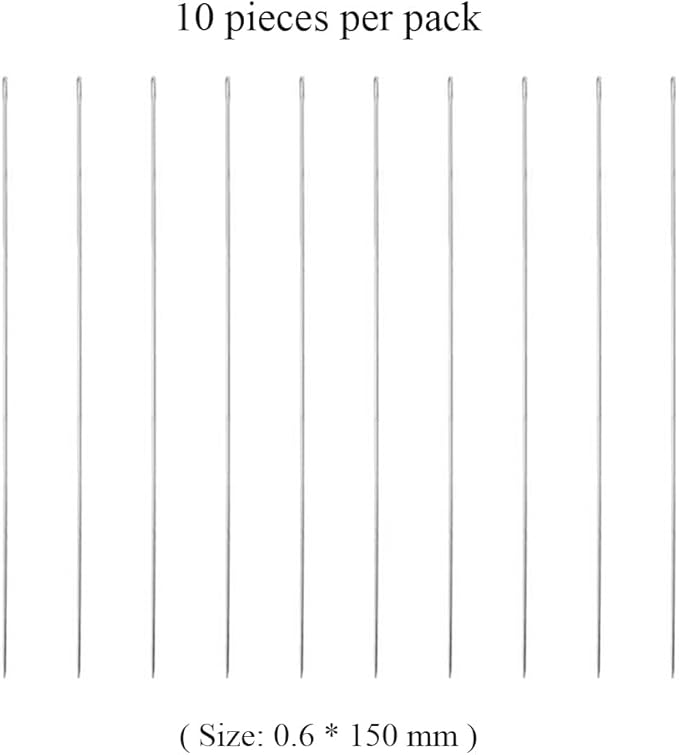 10Pcs Lei Needle for Leis Making, 5.9 Inch Large Eye Sewing Beading Needle for Art Craft Long Lei Needle to Make Hawaiian Flower Lei for Graduation Wedding Birthday Party, Dia 0.6mm, LXLVOUEG