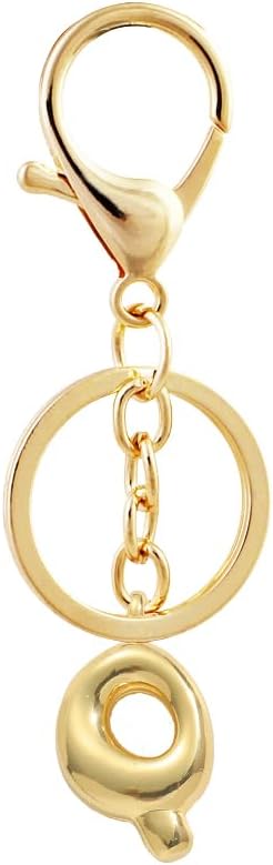Bubble Letter Initial Keychain for Women Chunky 18 K Gold Plated Alphabet Handbag Bag Charms Purse Accessories Gift