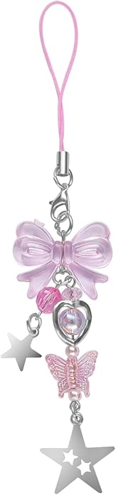1-4PCS Cute Phone Charms Aesthetic Y2K Cell Phone Charms Strap Pink Strawberry Butterfly Star PhoneCharm Y2K Accessories for Bag Keychain Airpods Camera Pendants Decor