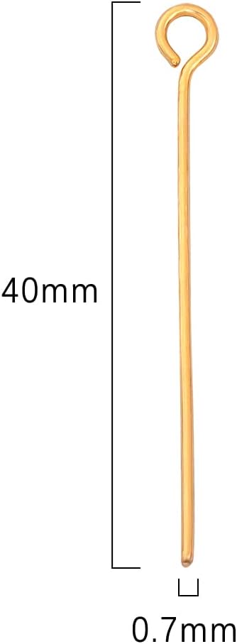 18K Gold Plated Open Eye Pins Non Tarnish 40mm 150pcs for Jewelry Making Findings