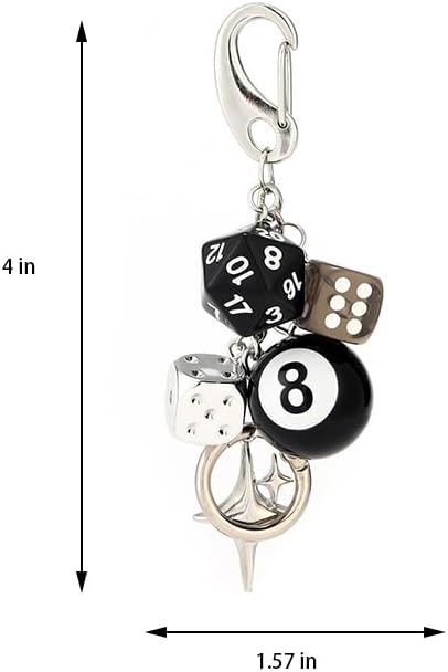 8 Ball Keychain Y2K Star Dice Billiards Keychin Lucky 8 ball Keychain Bag backpack Purse Charm (8 ball)