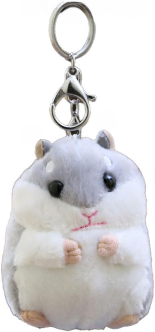 Cute Hamster Plush Keychain - Soft Small Hamster Bag Charm Accessory Adorable Key Holder for Backpack Handbag
