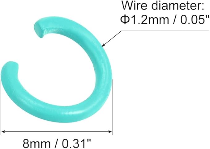 uxcell Open Jump Rings, 8mm Colorful O-Ring Connectors for DIY Crafts Jewelry Making, Carbon Steel, Mint, 200Pcs
