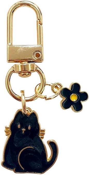 Cat Keychain For Women, Enamel Flower Shell Pearl Colorful Flow Hemp Cartoon Small And Cute Charm Gift Accessories