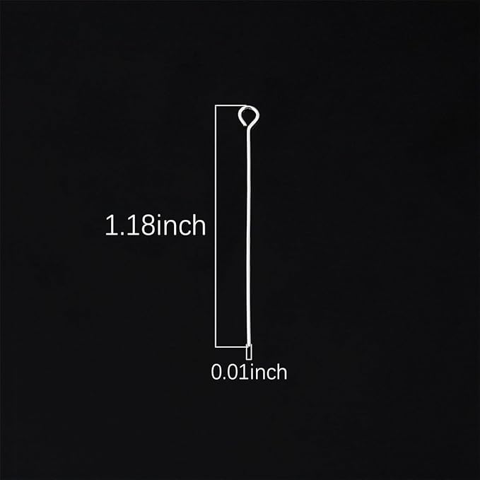 925 Sterling Silver Open Eye Pins 0.5x30mm 30pcs for Jewelry Making Findings