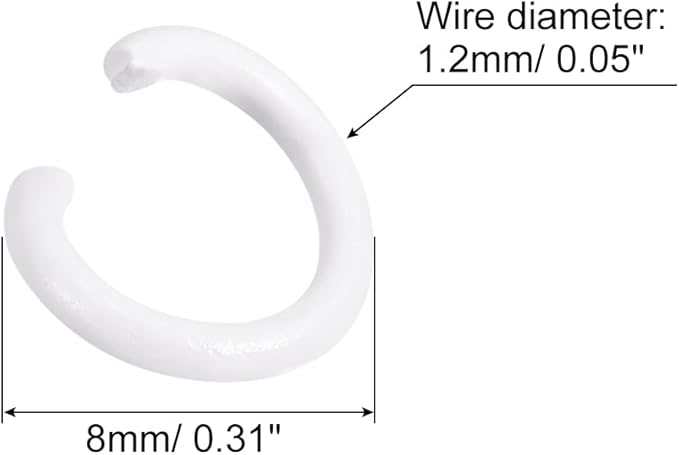uxcell Open Jump Rings, 8mm Colorful O-Ring Connectors for DIY Crafts Jewelry Making, Carbon Steel, White, 100Pcs