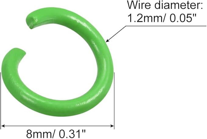 uxcell Open Jump Rings, 8mm Colorful O-Ring Connectors for DIY Crafts Jewelry Making, Carbon Steel, Green, 200Pcs