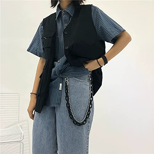 Sither Color Acrylic Jean Chains Wallet Chain Pocket Chain Belt Chains Keychain Hip Hop Punk Jean Pants Wallet Chains for Women and Men Gift on Halloween (black)