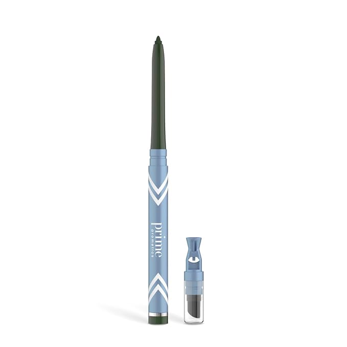 PRIME PROMETICS PrimeEyes Glide Eyeliner for Mature Women – Waterproof, Long-Stay and Mess-Proof – Gel Creme Texture, Discreet Sharpener and Effective Smudger (Emerald)