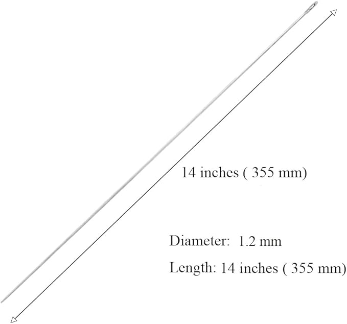 3Pcs Hawaiian Lei Needle for Leis Making, 14 Inch Large Eye Sweing Long Needle for Flower Lei Making Lei Needle to Make Hawaiian Lei for Graduation Wedding Birthday Party, Dia 1.2 mm, LXLVOUEG
