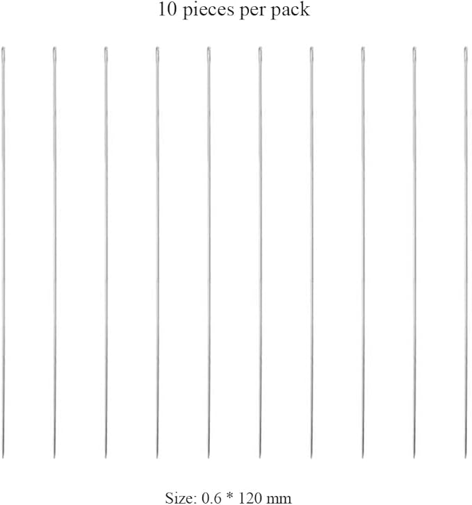 10Pcs Lei Needle for Leis Making, 4.7 Inch Large Eye Sewing Beading Needle for Art Craft Long Lei Needle to Make Hawaiian Flower Lei for Graduation Wedding Birthday Party, Dia 0.6mm, LXLVOUEG