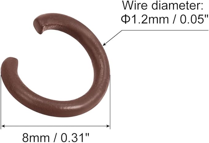 uxcell Open Jump Rings, 8mm Colorful O-Ring Connectors for DIY Crafts Jewelry Making, Carbon Steel, Coffee, 200Pcs