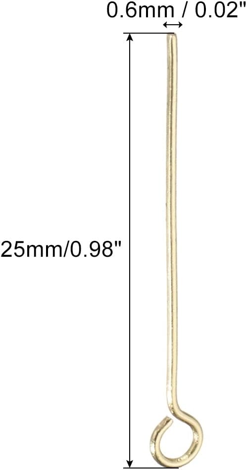 PATIKIL 200Pcs 304 Stainless Steel Jewelry Eye Pins 25mm 22 Gauge Gold Open Eye Pins for Jewelry Making DIY Craft Necklaces Bracelets Earrings