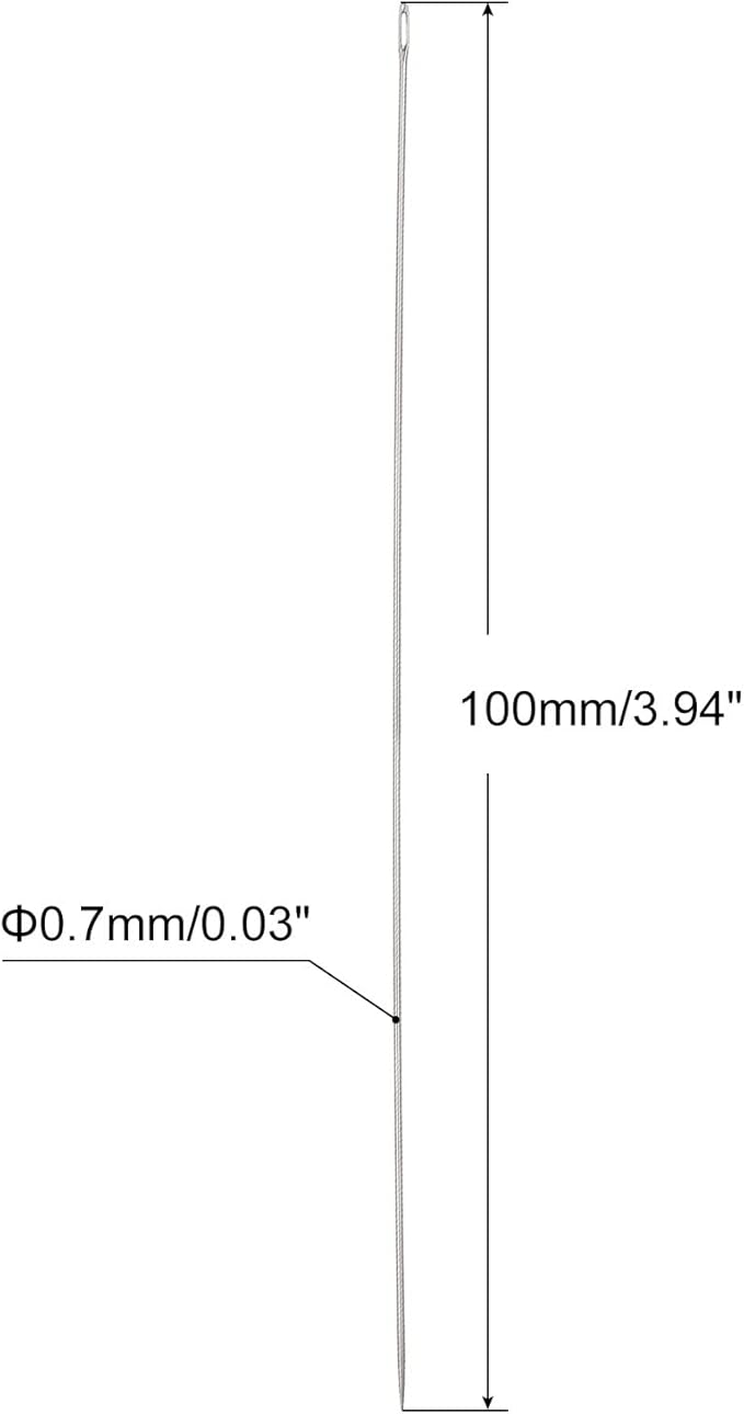 uxcell 25Pcs Beading Needles Fine Thin Long Straight Sewing Embroidery Threads Stainless Steel 3.94 Inch 0.7mm Wire Diameter