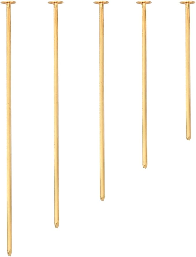 18K Gold Plated Flat Head Pins Non Tarnish 40mm 150pcs for Jewelry Making Findings