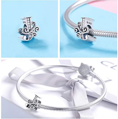 925 Sterling Silver Letter Charms for Pandora Bracelets Alphabet Initial Charms Beads Birthday Christmas Jewelry Gift for Women