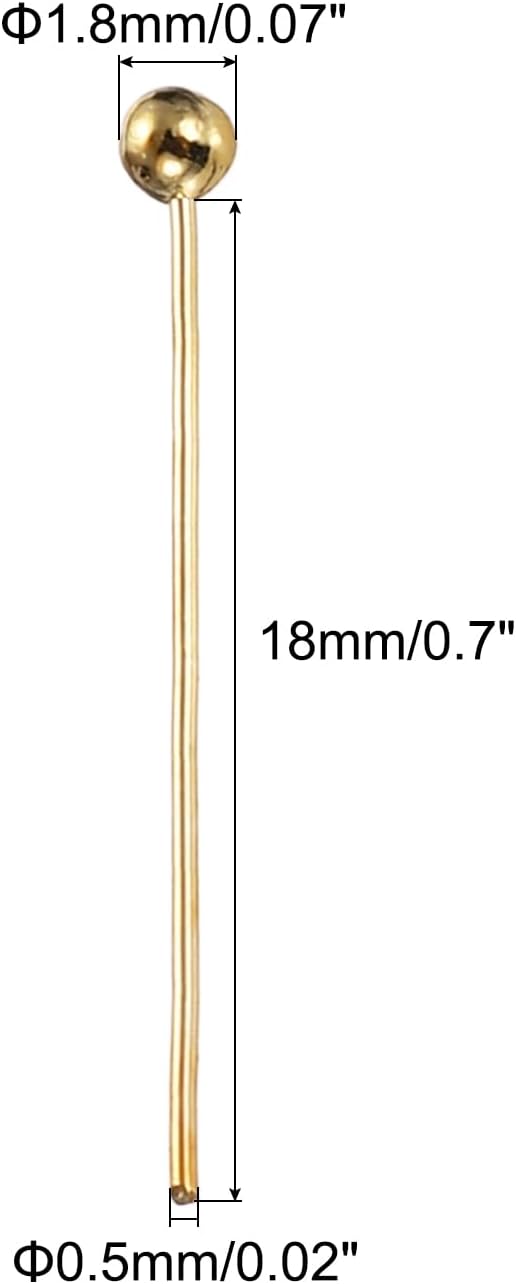 PATIKIL 100Pcs Rose Gold Ball Head Pins Jewelry Making 24 Gauge 18mm Wire Head Pins Brass Round Ball Head Pins Metal End Head Pins for DIY Craft Necklaces Bracelets Earrings