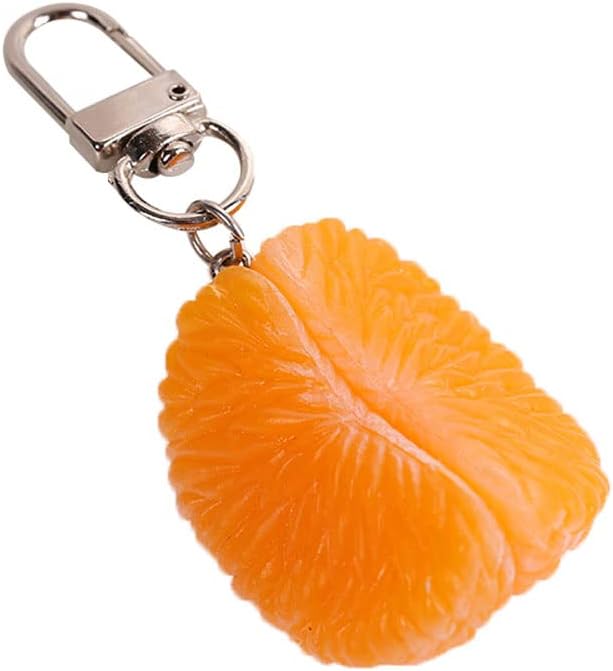 HSYHERE Men Women Creative Interesting Novelty Stylish Mini Simulated Food Orange Shrimp Keychain Key-ring Pendant