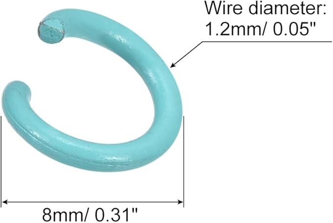 uxcell Open Jump Rings, 8mm Colorful O-Ring Connectors for DIY Crafts Jewelry Making, Carbon Steel, Sky Blue, 100Pcs