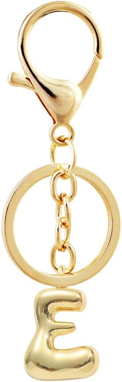 Bubble Letter Initial Keychain for Women Chunky 18 K Gold Plated Alphabet Handbag Bag Charms Purse Accessories Gift