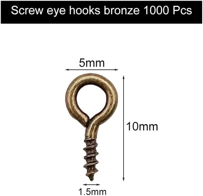 1000 Pcs Small Eye Pins Screws Jewelry Making Eyelets Pins for Craft Bronze 10 x 5mm