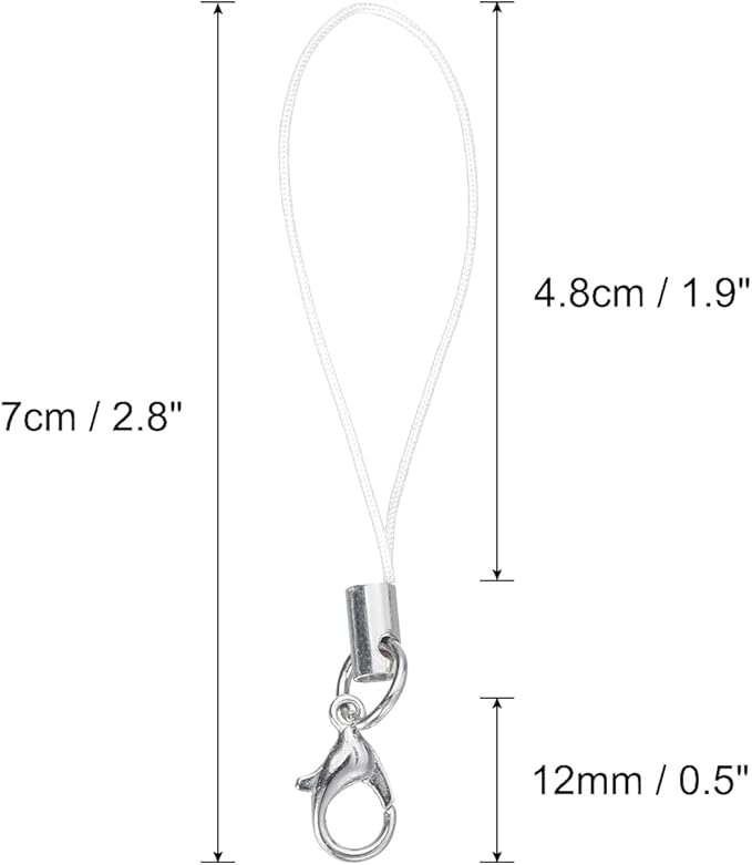 HARFINGTON 100Pcs White Lanyard with Lobster Clasp, Simple Style, Polyester, Nickel-Plated Finish