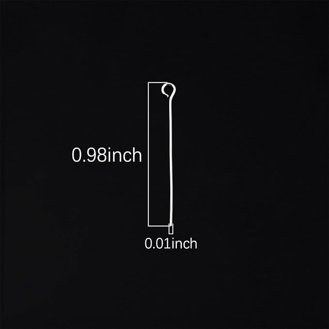 925 Sterling Silver Open Eye Pins 0.5x25mm 30pcs for Jewelry Making Findings