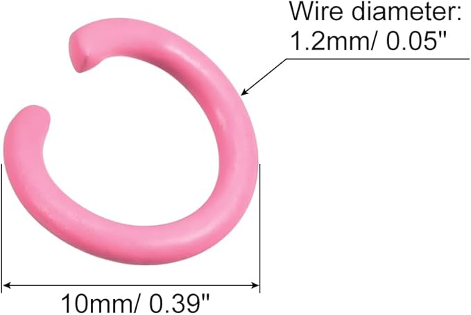 uxcell Open Jump Rings, 10mm Colorful O-Ring Connectors for DIY Crafts Jewelry Making, Carbon Steel, Pink, 200Pcs