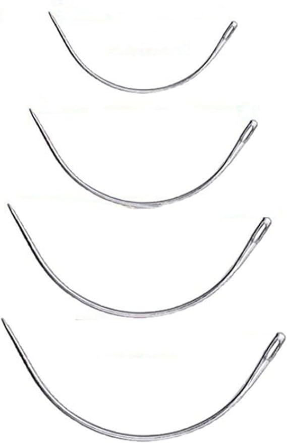 4 Pcs Silver Curved Leather Sewing Needles, Heavy Duty for Weaving and Crafts, Sewing Sharp Needles, Hand Sewing Needles, Sharps