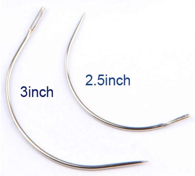 JFFX 50 Pieces C Needles for Sewing, C Type Curved Wig Making Needle, Hand Sewing Needle Upholstery Carpet Leather Canvas Repair Weaving Needles