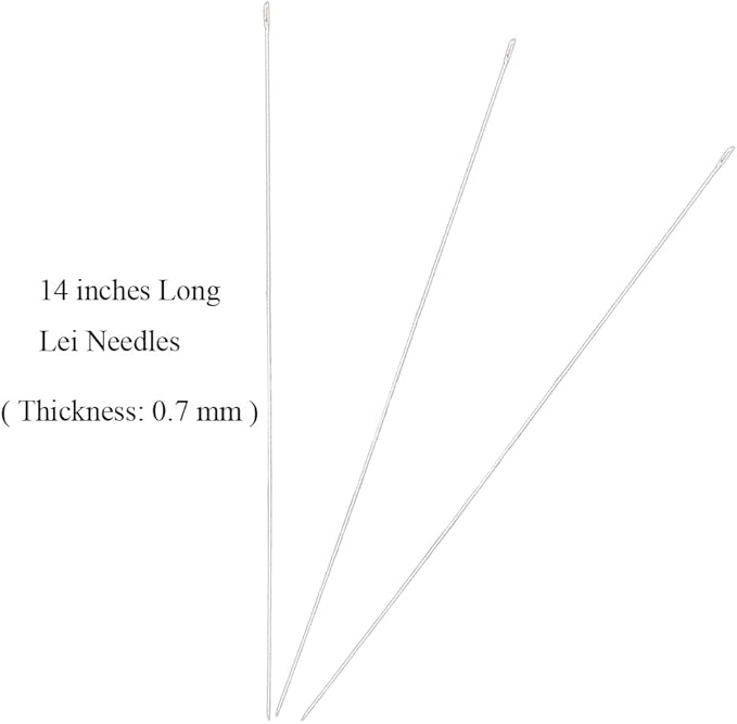 3Pcs Hawaiian Lei Needle for Leis Making, 14 Inch Large Eye Sweing Long Needle for Flower Lei Making Lei Needle to Make Hawaiian Lei for Graduation Wedding Birthday Party, Dia 0.7mm, LXLVOUEG