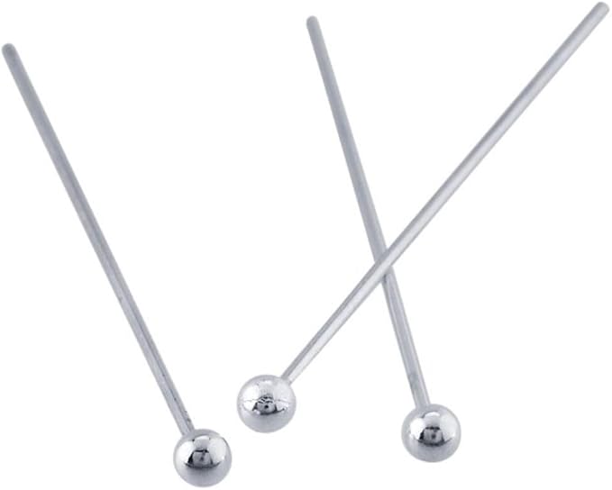 20pcs Adabele Authentic Sterling Silver Ball Headpin Head Pins 40mm (1.57 inch) Hypoallergenic for DIY Craft Jewelry Making (Wire 0.5mm/24 Gauge) SS6-40