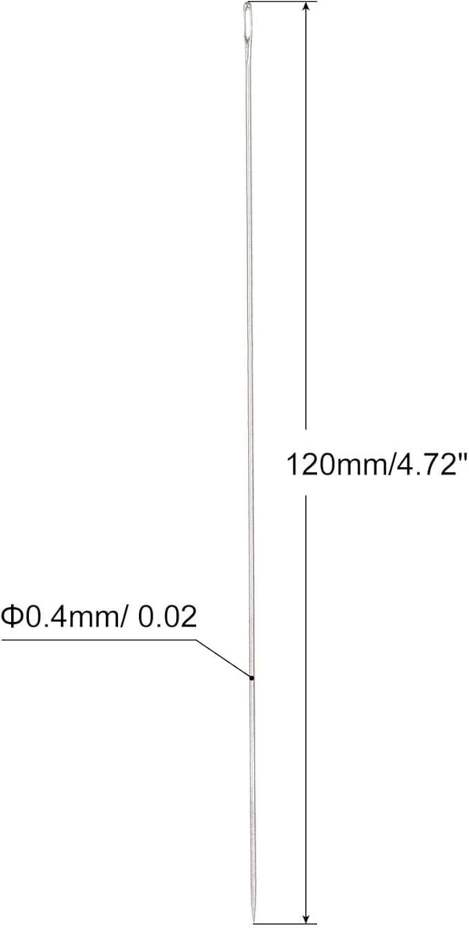 uxcell 50Pcs Beading Needles Fine Thin Long Straight Sewing Embroidery Threads Stainless Steel 4.72 Inch