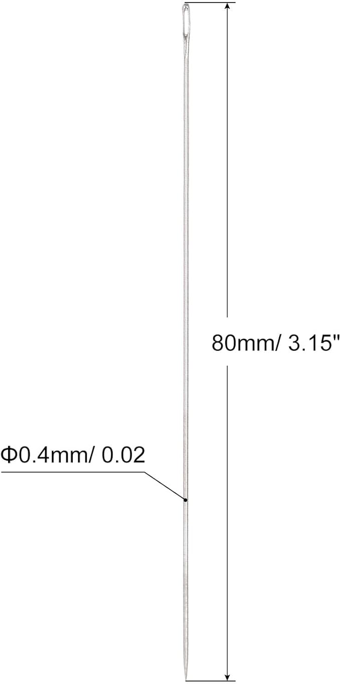 uxcell 25Pcs Beading Needles Fine Thin Long Straight Sewing Embroidery Threads Stainless Steel 3.15 Inch