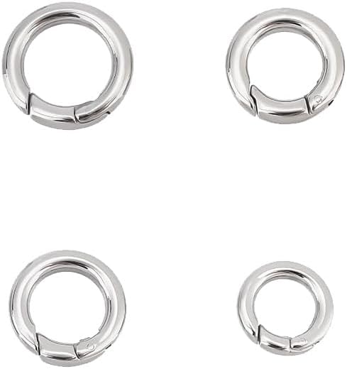 UNICRAFTALE 4pcs 4 Sizes Spring Gate Rings Stainless Steel Key Rings Carabiner Lock Clasps Connector Keychain Ring Round Snap Clasps Metal Spring Gate Rings for Jewelry Making Bag Purse Handbag Strap