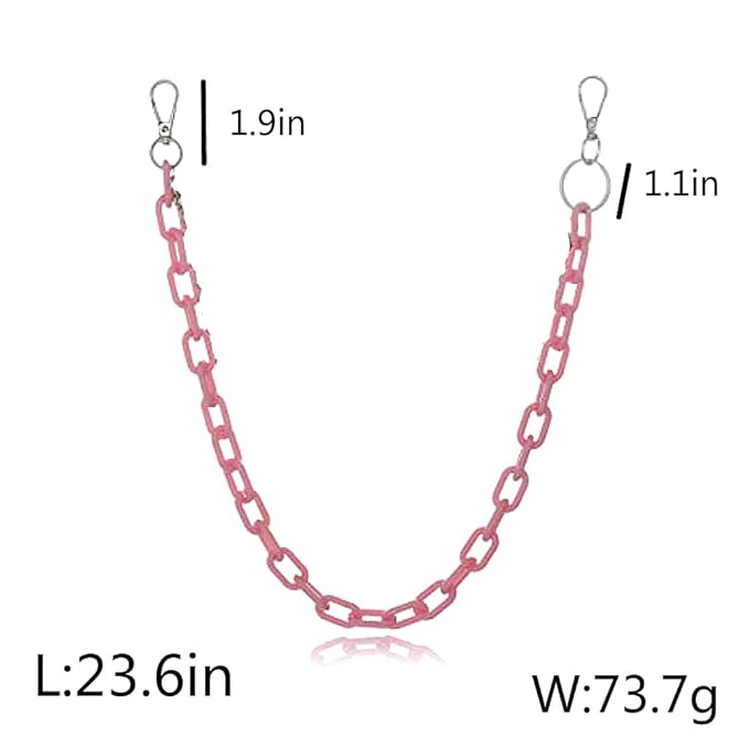 Sither Color Acrylic Jean Chains Wallet Chain Pocket Chain Belt Chains Keychain Hip Hop Punk Jean Pants Wallet Chains for Women and Men Gift on Halloween (pink)