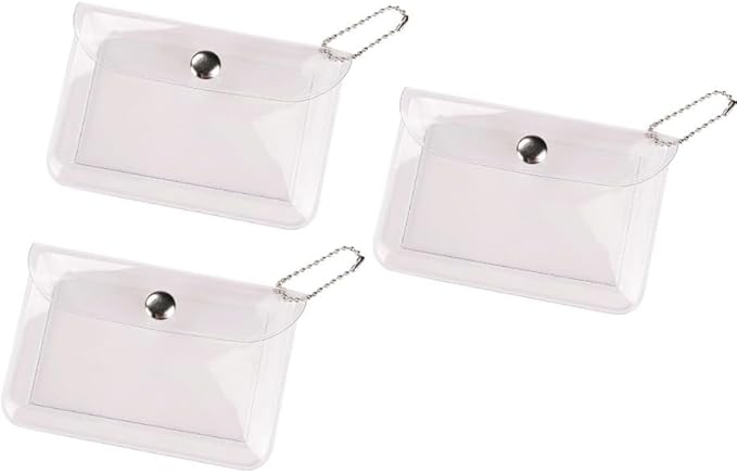 3 Pcs Clear Womens Card Holder Wallet Small Coin Purse Keychain Mini Change Pouch Credit Card Case Coin Purses and Pouches, Plastic PVC Coin Wallet