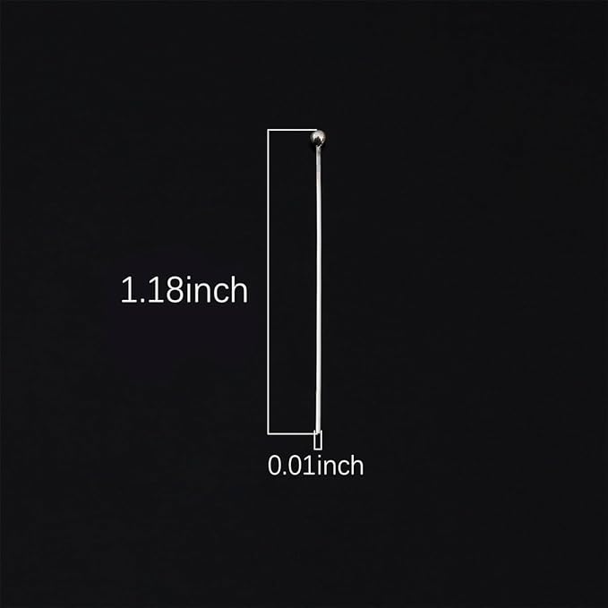 925 Sterling Silver Ball Head Pins 0.5x30mm 20pcs for Jewelry Making Findings