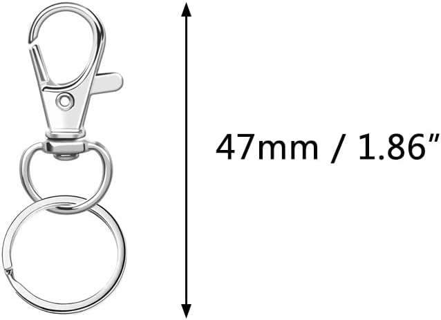 400 Pcs Keychain Hooks with Key Rings,1.38inch Metal Swivel Lobster Claw Clasps for DIY Crafts, Lanyard Making.(Claw Clasp 200pcs+Key Ring 200pcs)